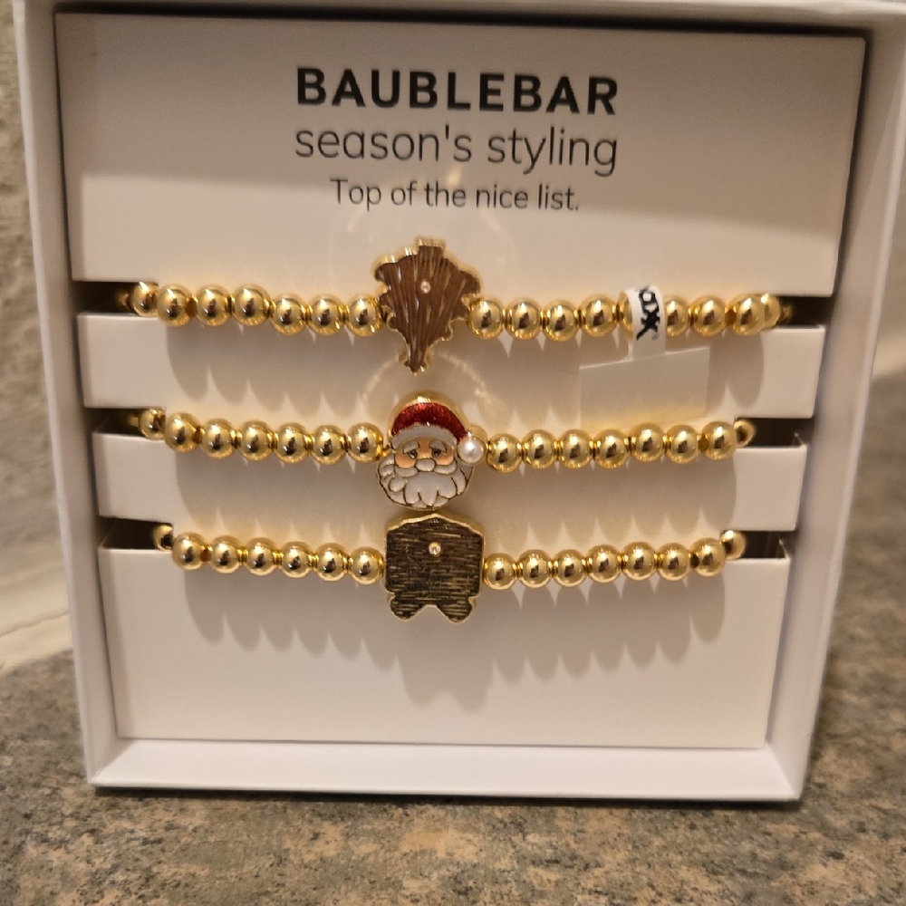 BaubleBar Festive Gold Beaded Bracelets New